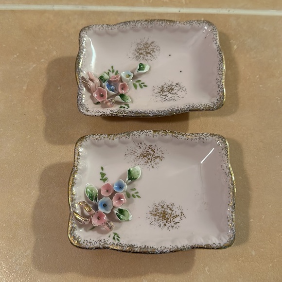 Vintage PAIR Of Norcrest Fine China Trinket Dish - Picture 1 of 7